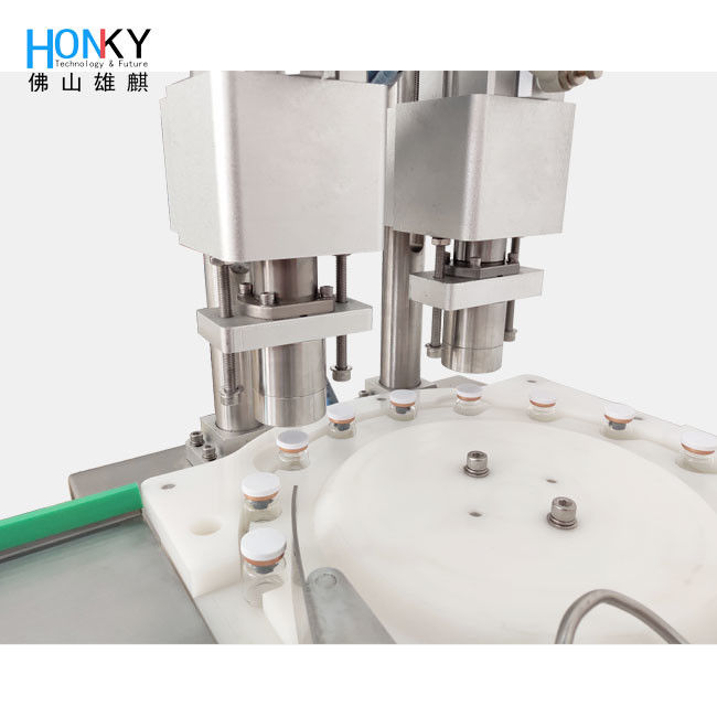 Αυτόματη μηχανή κάλυψης φιαλίδων με διπλή κεφαλή και 3600 BPH για σφράγιση φιαλιδίων από γυαλί