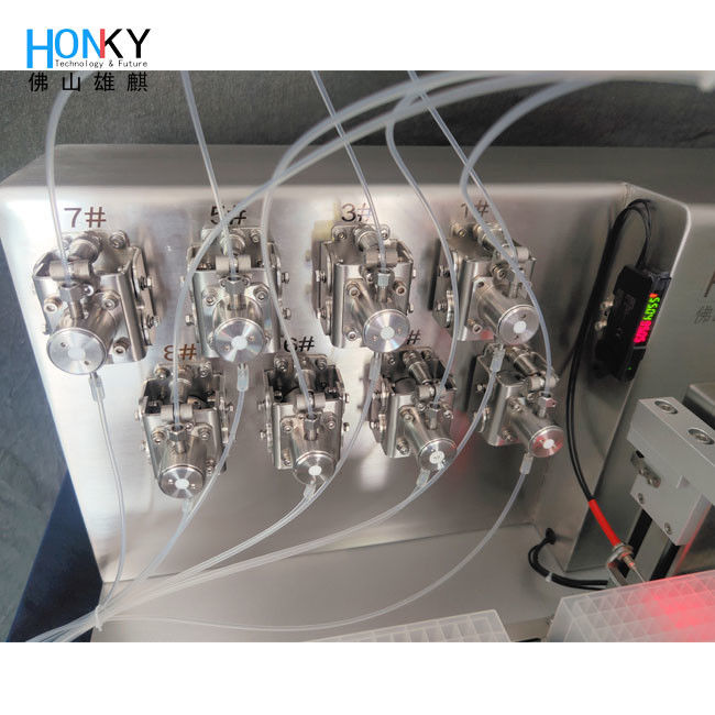 Μηχανή πλήρωσης τύπου επιτραπέζιου γραφείου τύπου μεταφορέα τύπου καλούπις για τη γέμιση υγρού σωλήνων φιαλών