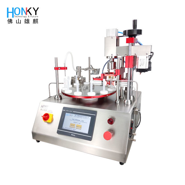 Desktop Small Vial Liquid Perfume Filling Capping Machine With High Precision Pump And Servo Motor For Small Vial Capping Packing